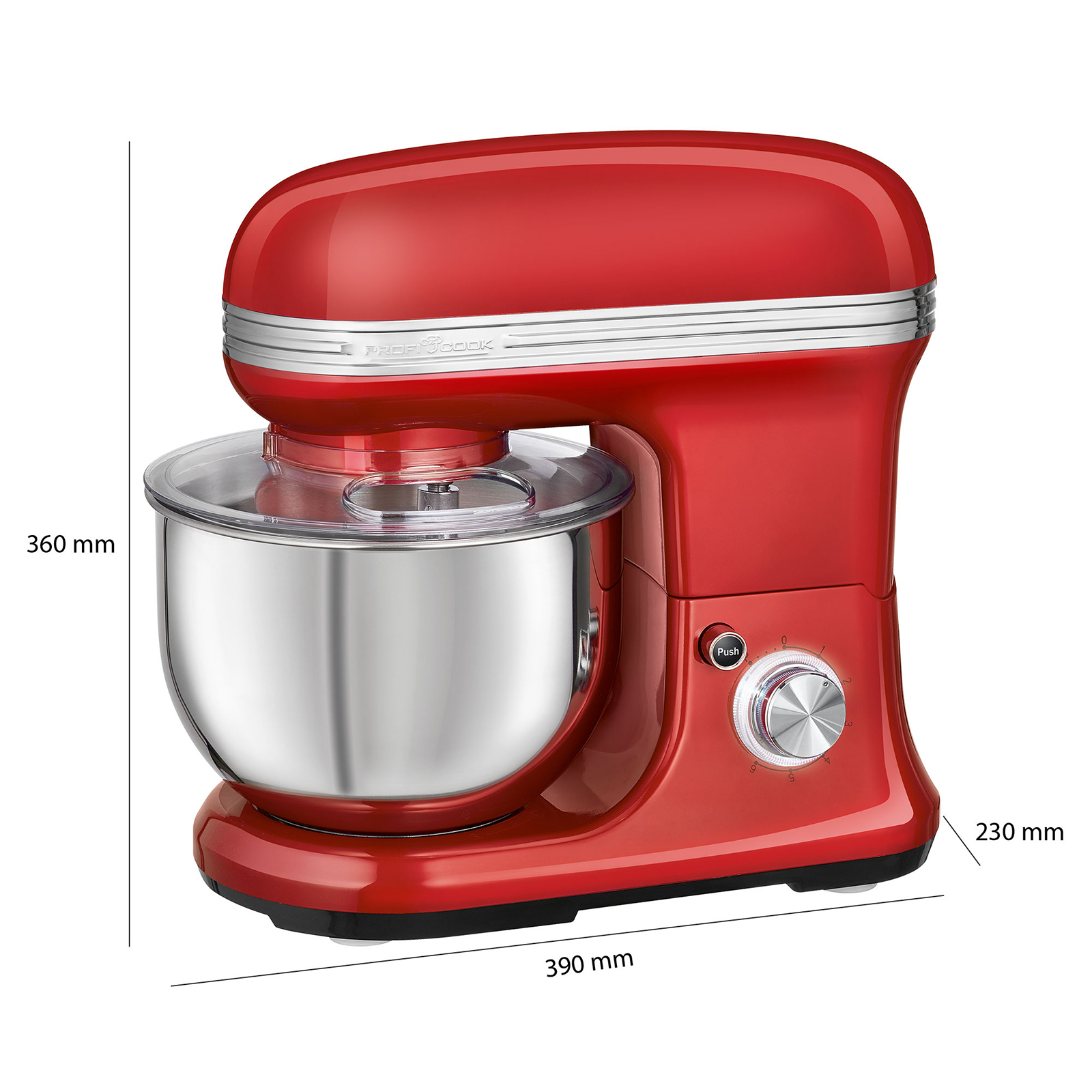PROFICOOK Knetmaschine - rot - Vintage - 8 Stufen