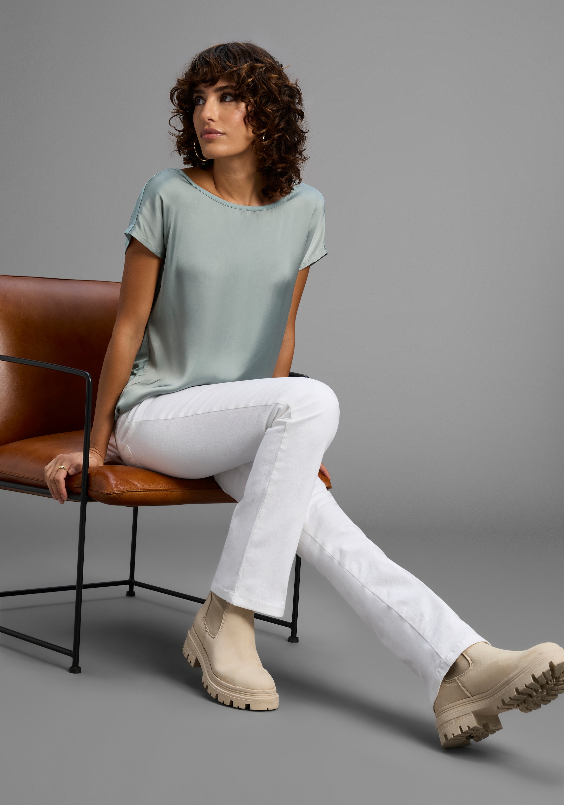 Laura Scott Shirtbluse , aus Satin und Jersey