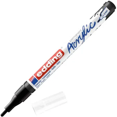 edding 5300 Acrylmarker fein - schwarz - 1 Acrylstift wasserfest - feine Rundspitze 1-2 mm