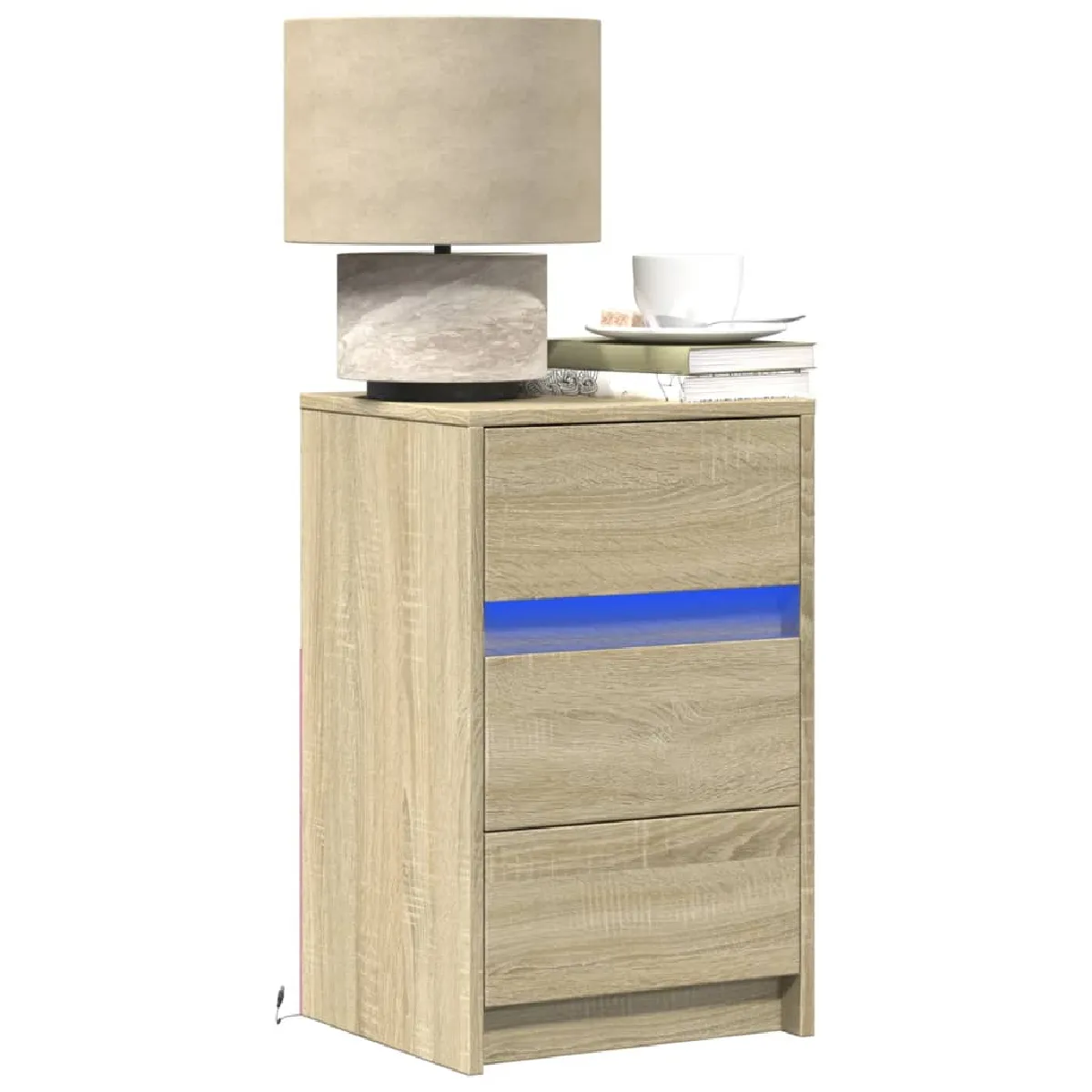 vidaXL Armoire de chevet avec LED - Chêne sonoma
