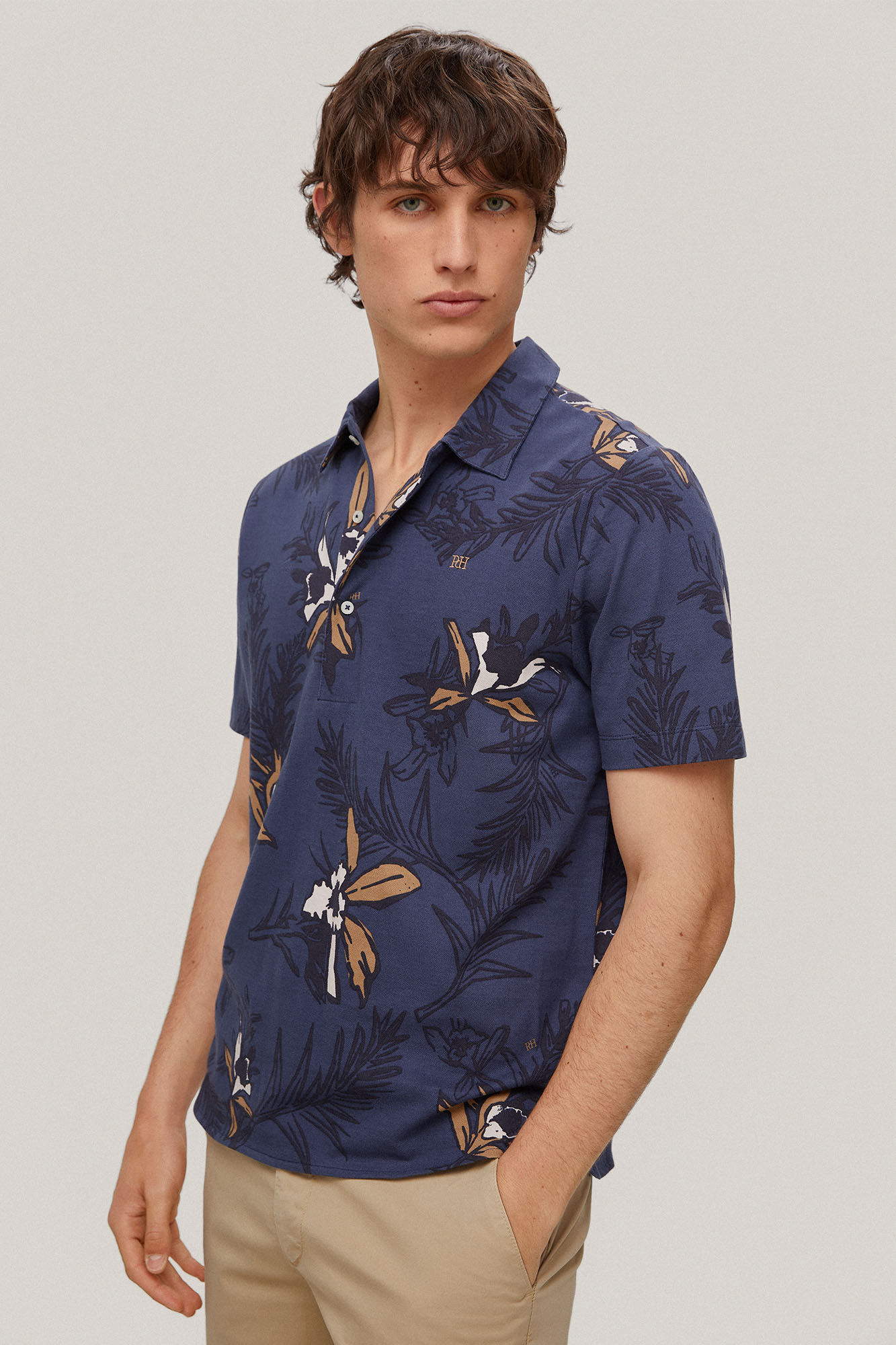 Camisa polo estampada - Azul