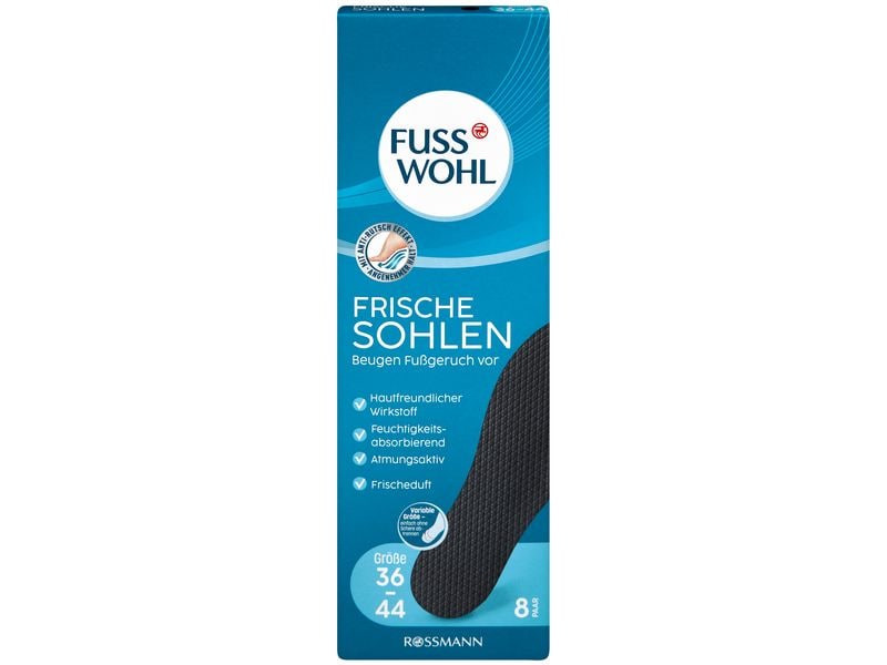 Fusswohl Einlegesohlen Frischesohle Schwarz 16 Stück Erfrischende Einlegesohle