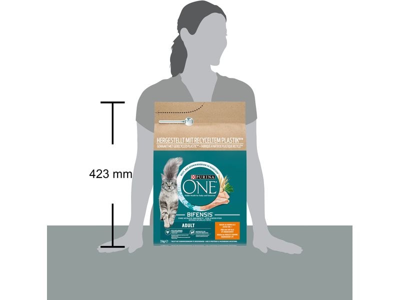 Purina ONE Trockenfutter Adult Huhn & Vollkorn, 3 kg Alleinfuttermittel für ausgewachsene Katzen