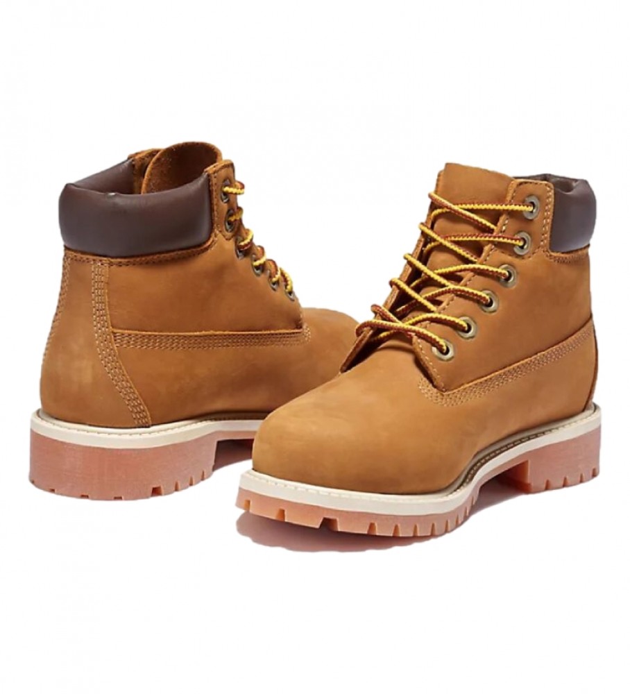 Botas Timberland de couro premium WP de 6 polegadas, marrom.