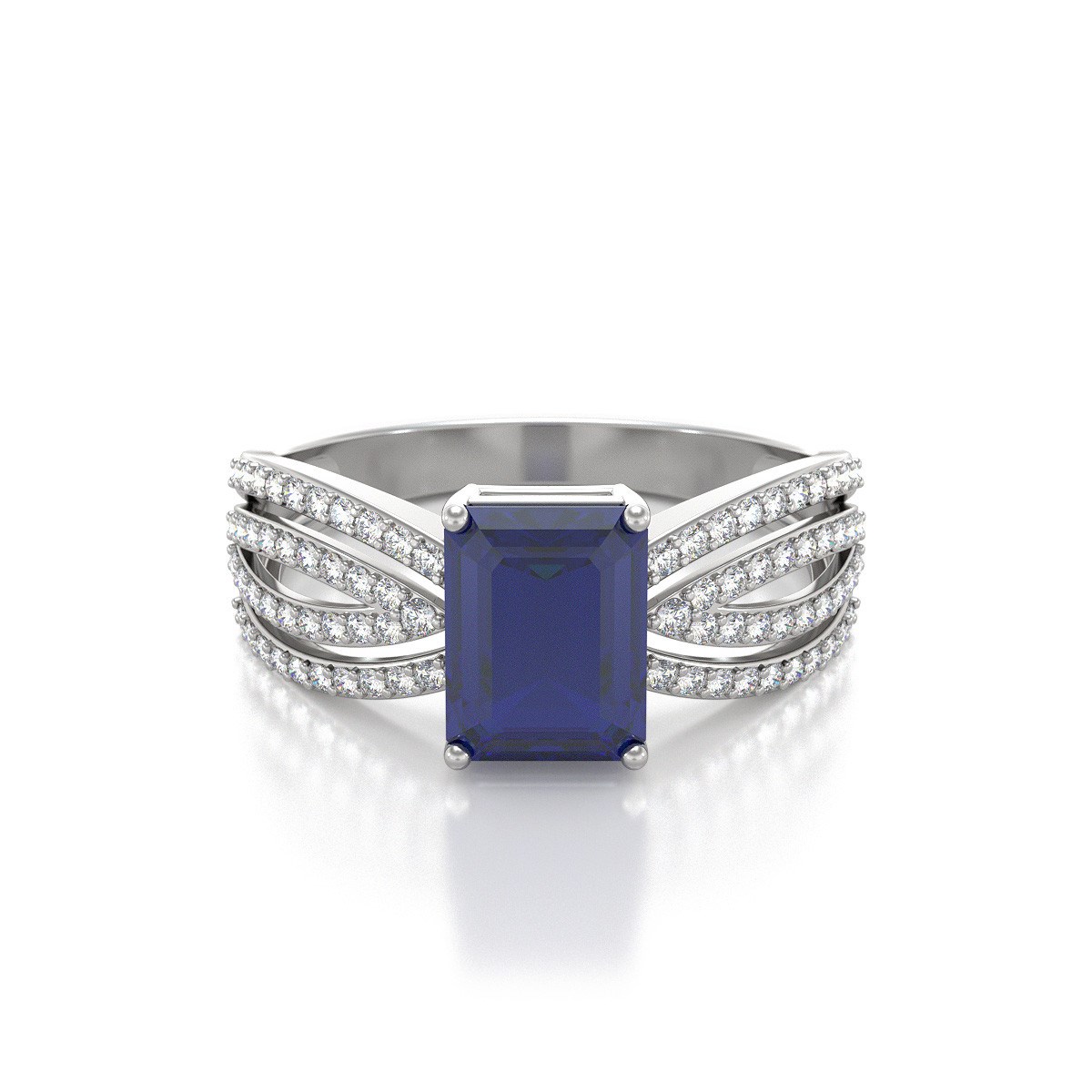 Bague Saphir et diamants sur Argent 925 2.97grs