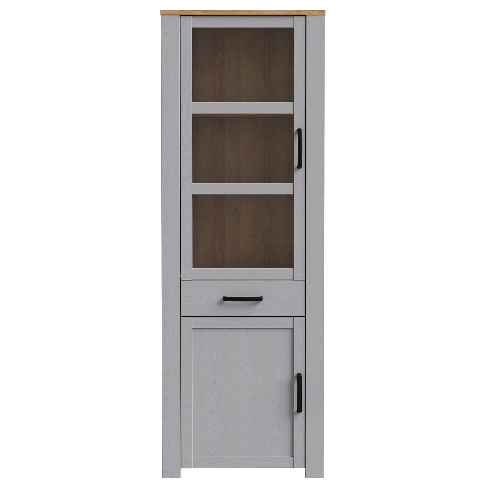 Standvitrine - Eiche grau - Riviera Eiche - 72 cm breit