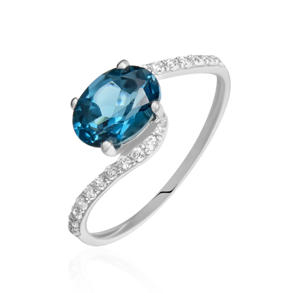 Bague Or Blanc Erwin Topaze Oxydes De Zirconium
