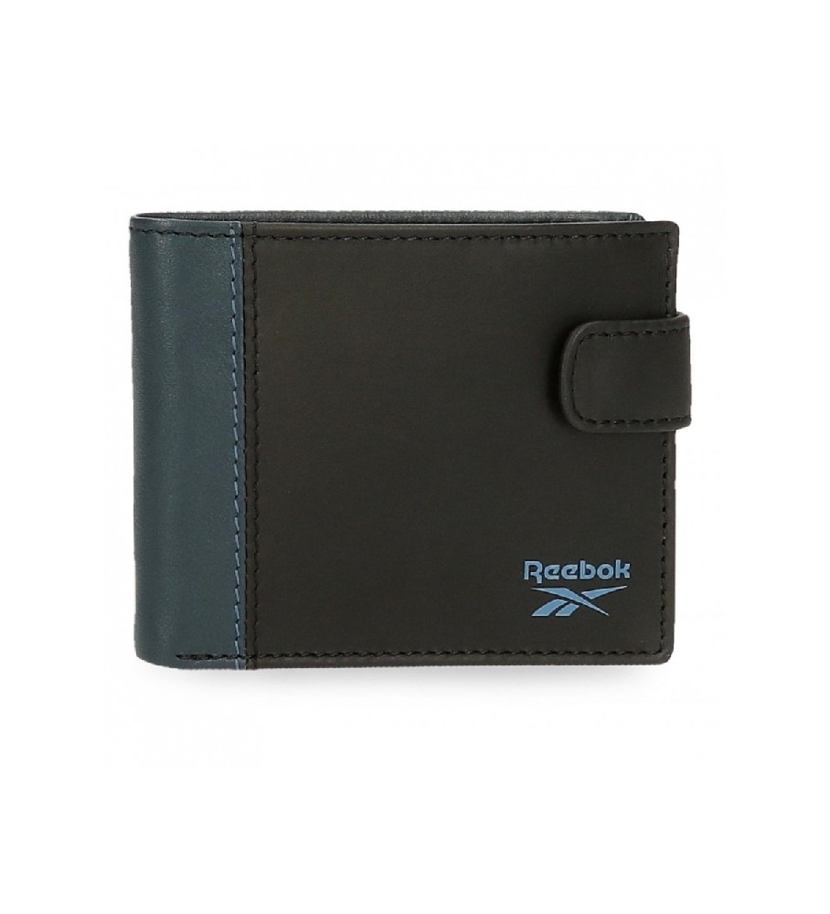 Carteira horizontal Reebok Division com fecho de encaixe, preta.