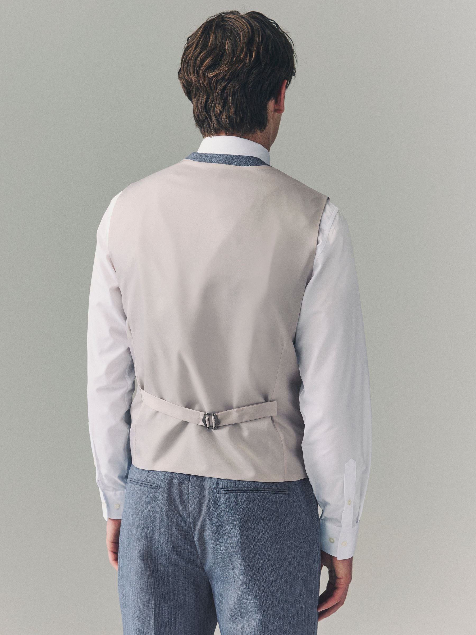 Lichtblauw - Herenvest met textuur