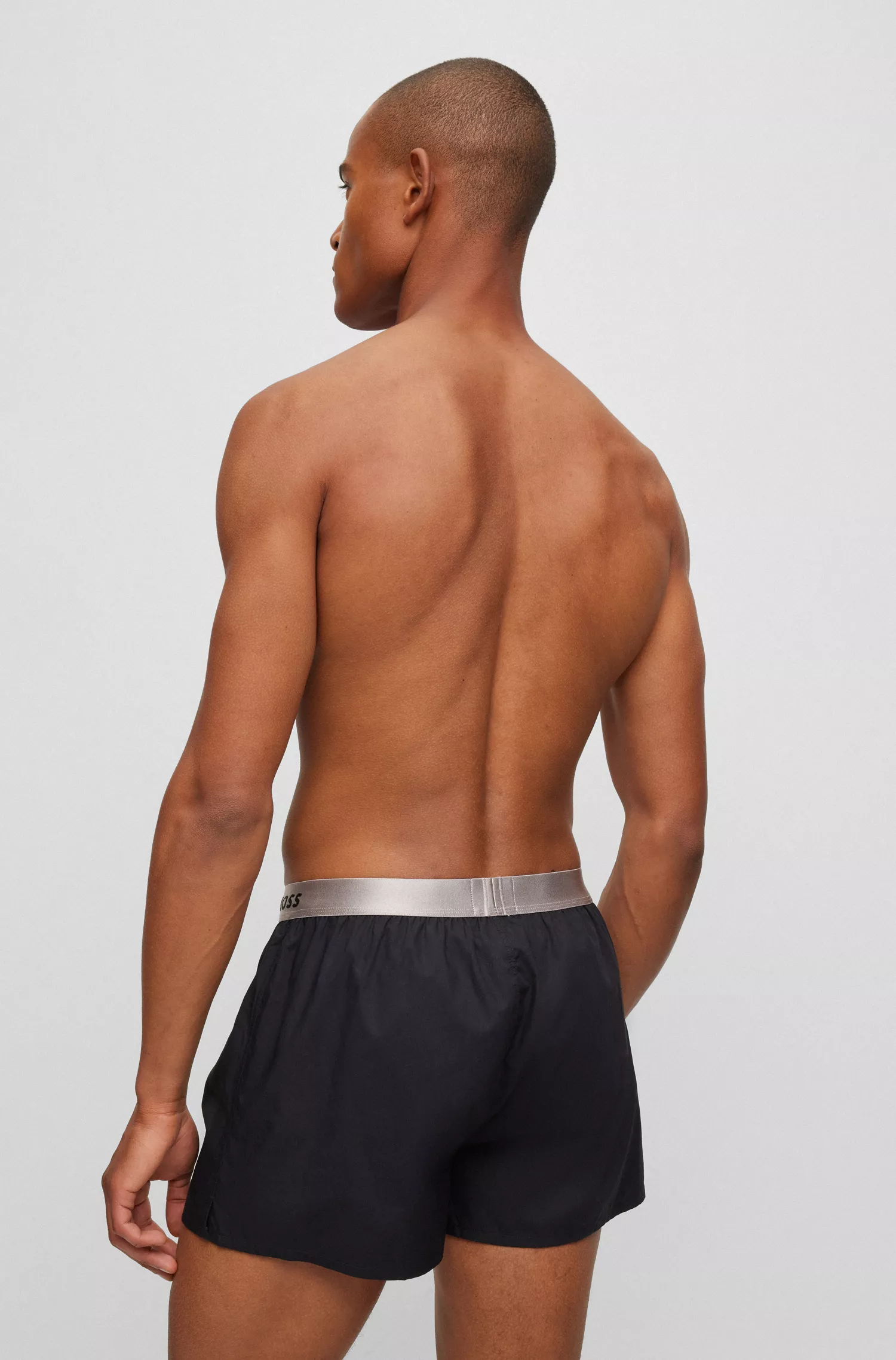 BOSS Preto - Pacote com dois shorts de pijama de algodão com cós metálico.