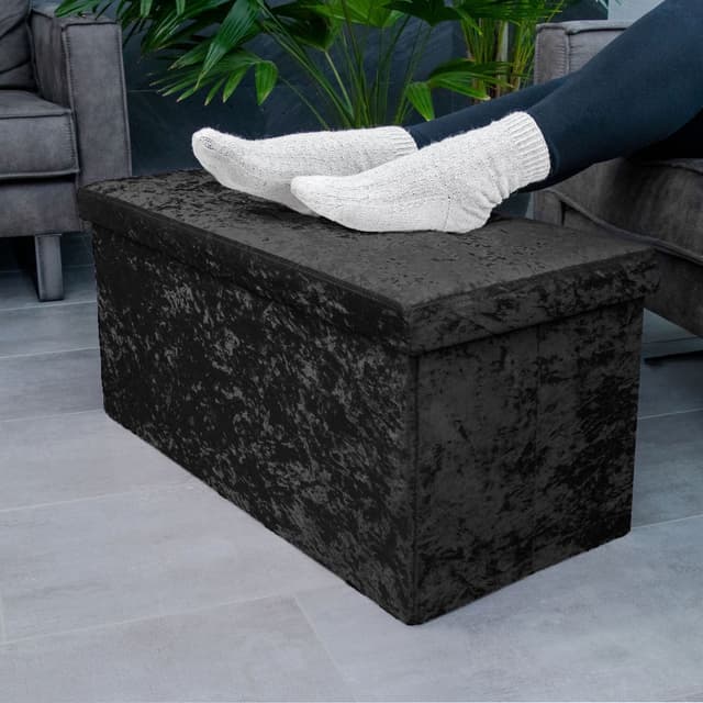 Foldbar Skammelbænk 76x38x38cm Taburet (sort)