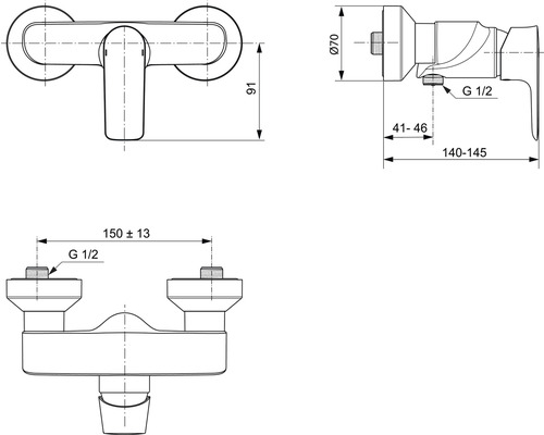 Ideale standaard douchefitting CONNECT AIR zilver storm A7032GN