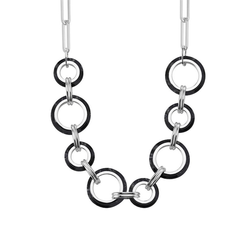 Collier En Argent Plusieurs Ronds Et Acétate Noire Muriel