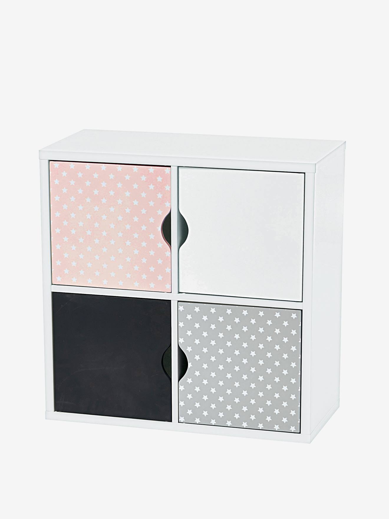Armário de armazenamento branco com 4 compartimentos