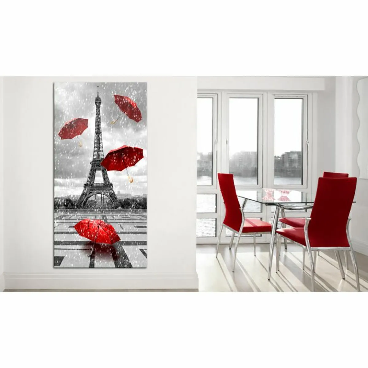 PARIS PRIX Paris : Red Umbrellas - 60 x 120 cm