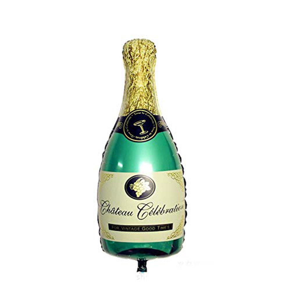 (2er Set) 100cm Party Ballon Folien Luftballon Deko Champagner Flasche - Grün