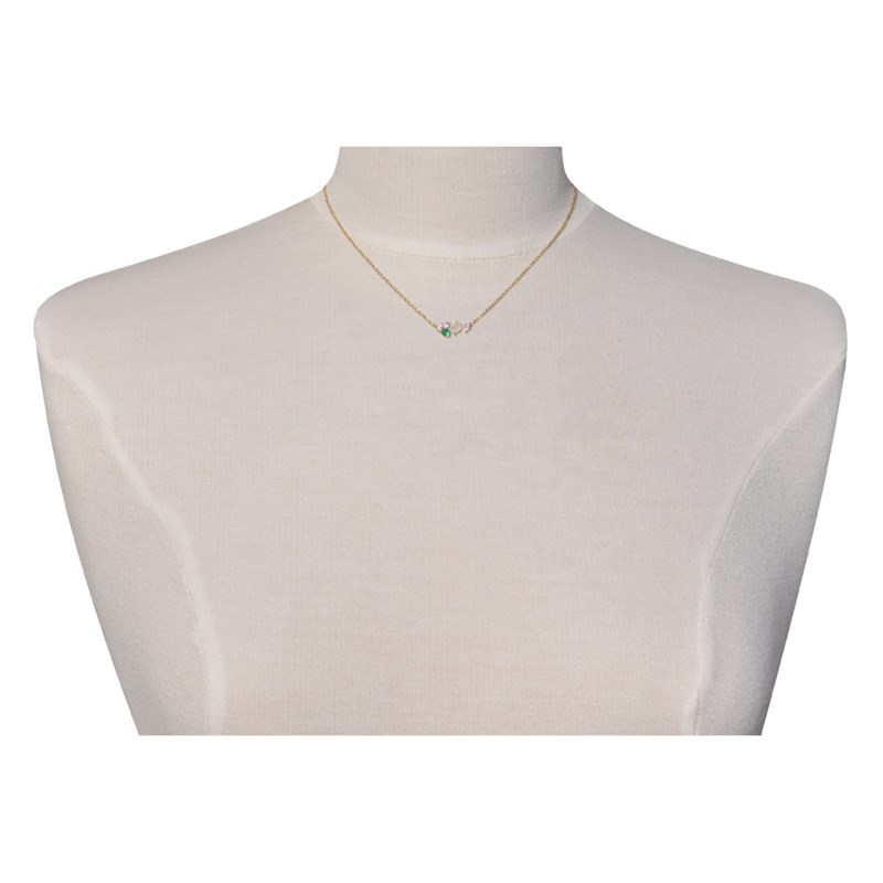 Collier Plaqué Or 5 Strass Ovale et Ronds