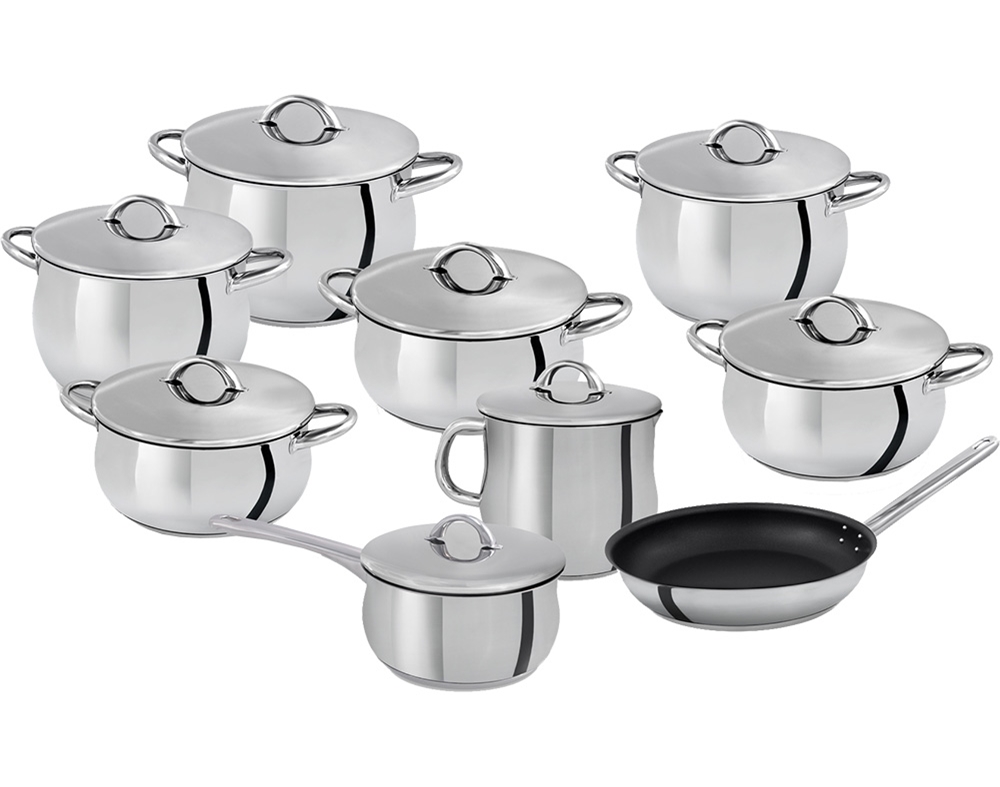 TREM COZINHA DE INDUÇÃO 9 PEÇAS DOMUS SILAMPOS EM INOX