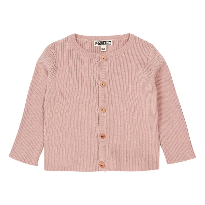 Bonton Cardigan Laine et Coton Minot | Rose