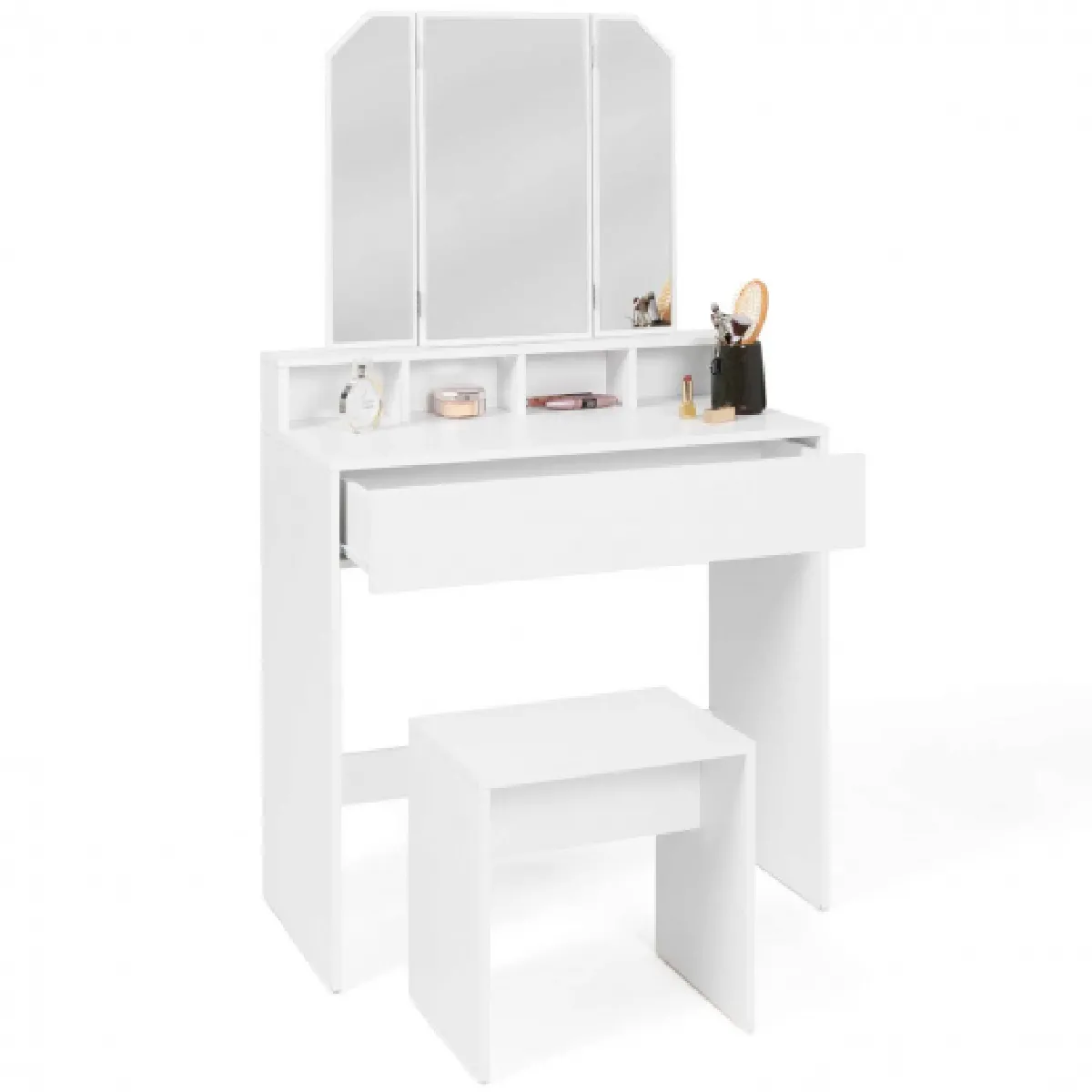 Idmarket Market Coiffeuse ZELIA 3 Miroirs
