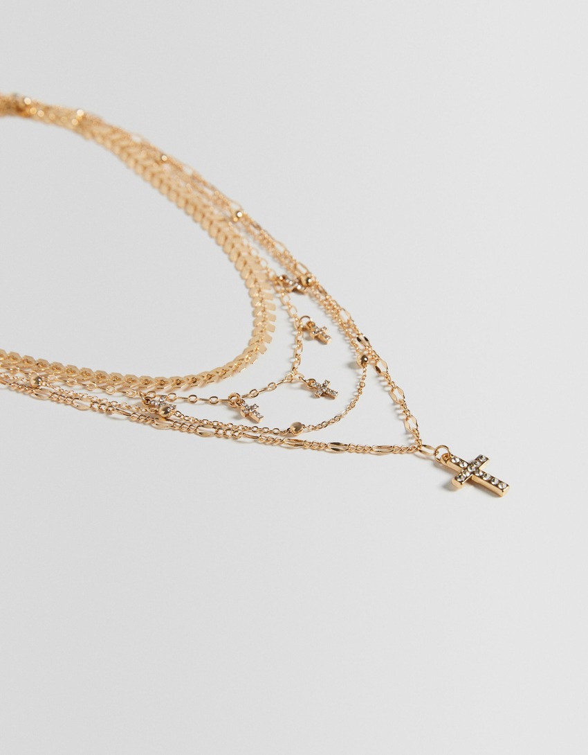 Conjunto de 4 colares com pingente de cruz