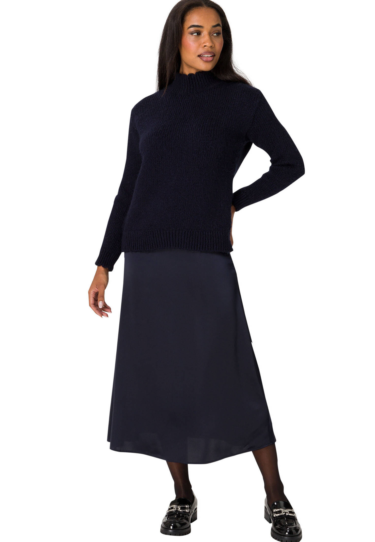 zero| Damen Midirock Satin