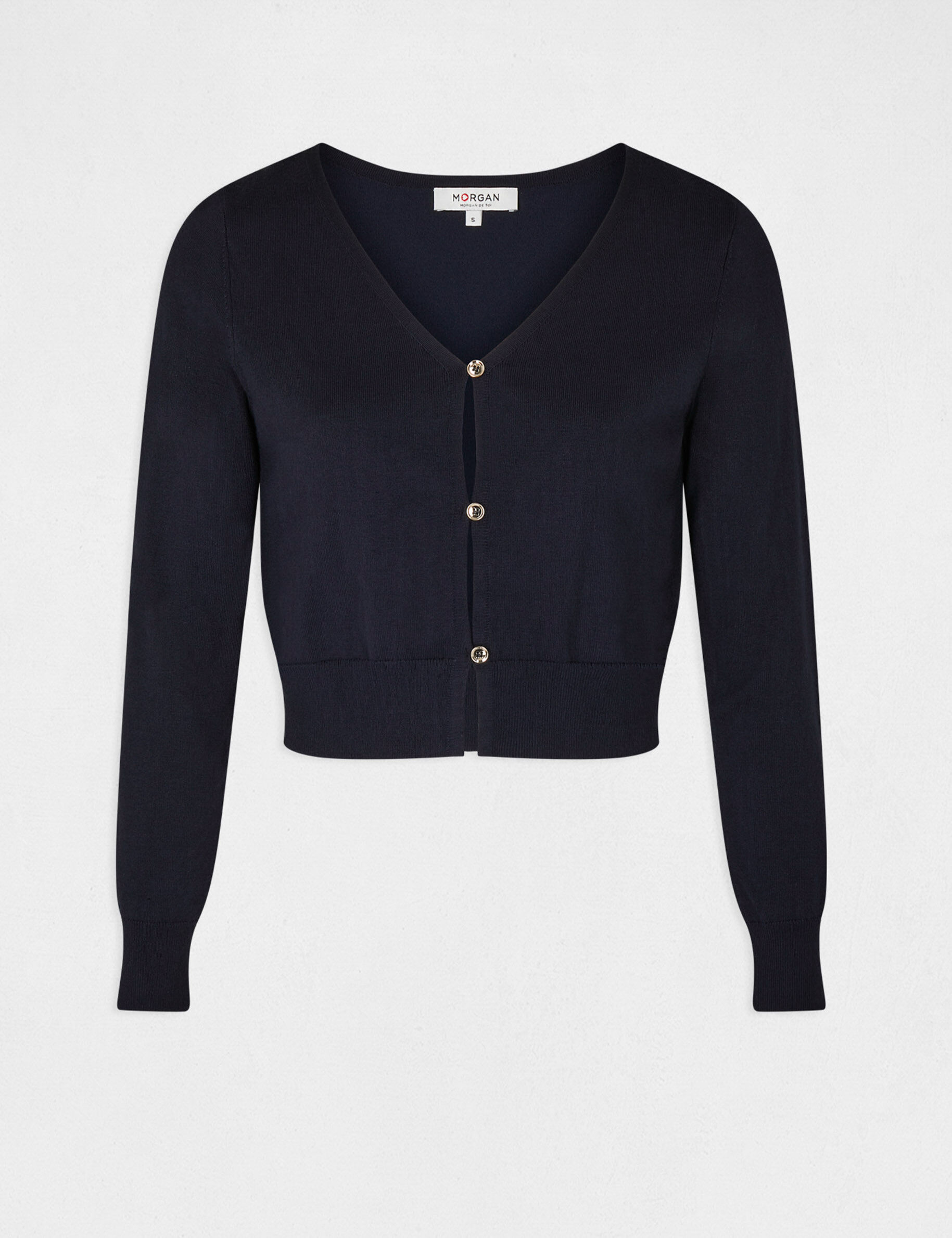 Gilet manches longues boutonné marine femme - marine