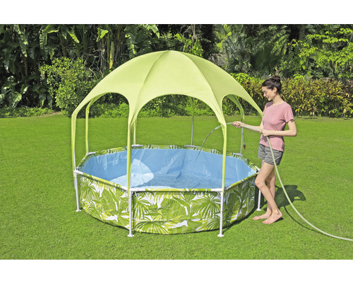 Bovengronds framezwembad, rond, 244 x 244 x 51 cm, 1688 l, multicolor, inclusief dak