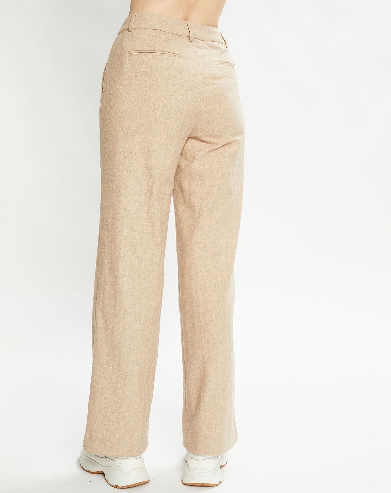 Scotch & Soda Pantalon Regular Fit en Laine mélangée Edie Text beige