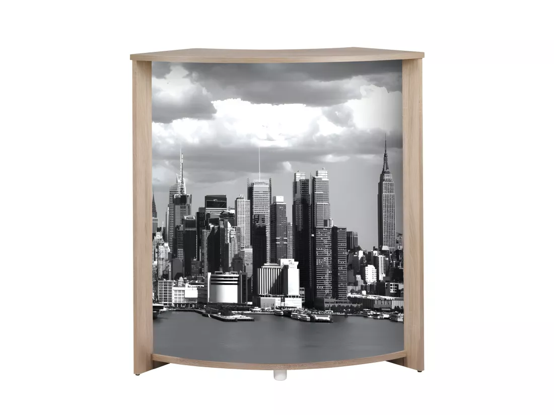 Meuble-Comptoir Bar Chêne 3 Niches 96,7 x 104,8 x 44,9 cm - Coloris: Manhattan 508