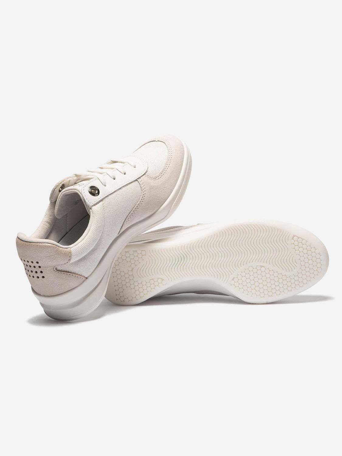Baskets Femme Fabriquées en France Dessus Cuir et Toile Blanc