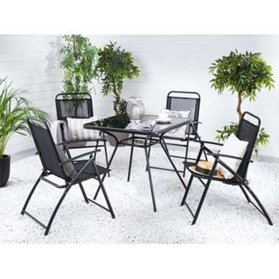 LIVO - Tuintafel - Zwart - 80 x 80 cm - Staal