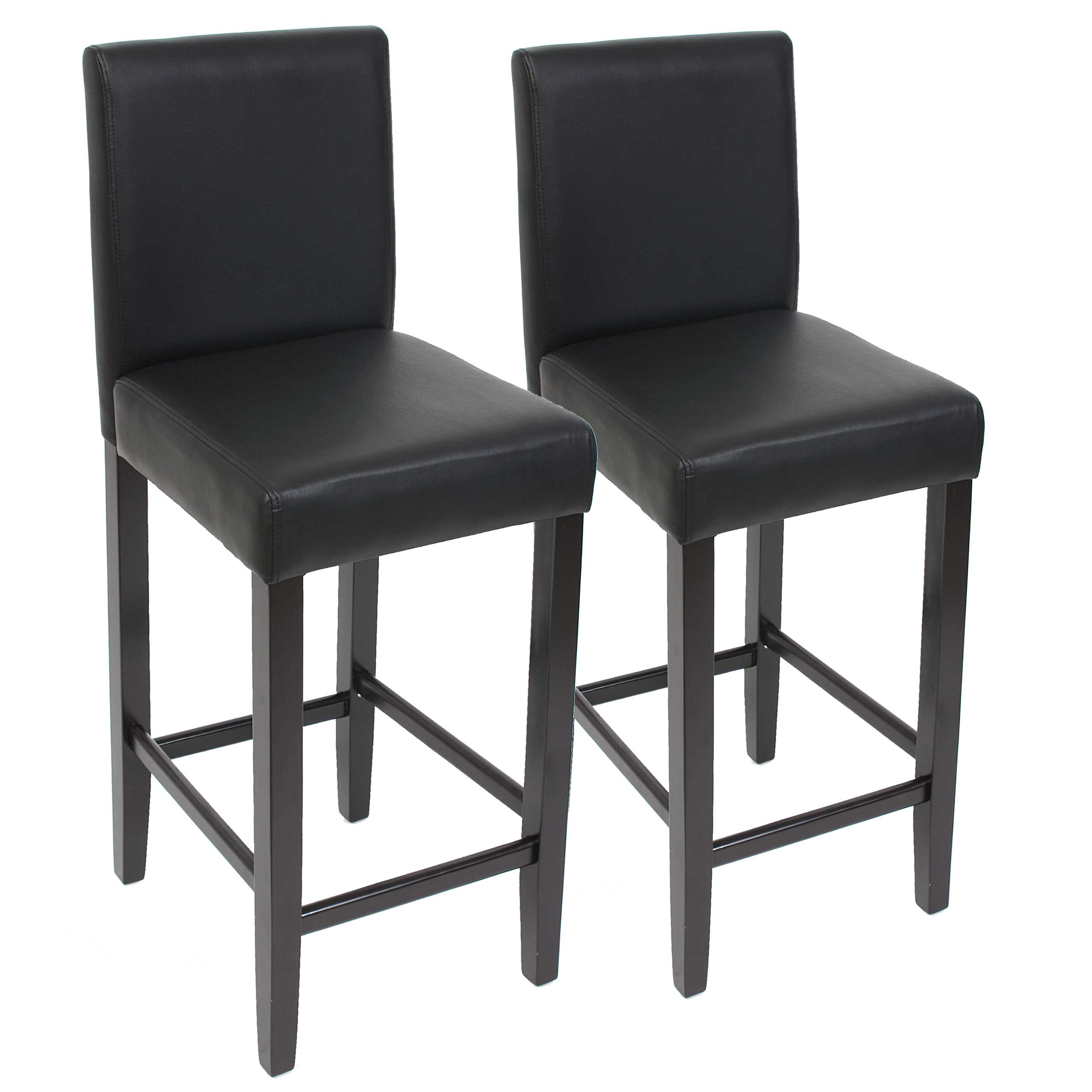 2er-Set Barhocker Cesena Kunstleder ~ schwarz, dunkle Füße