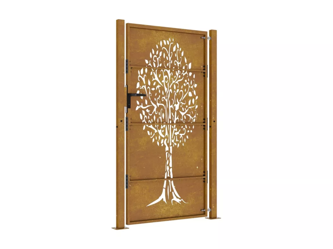 Portail de jardin 105x180 cm acier corten conception de l'arbre
