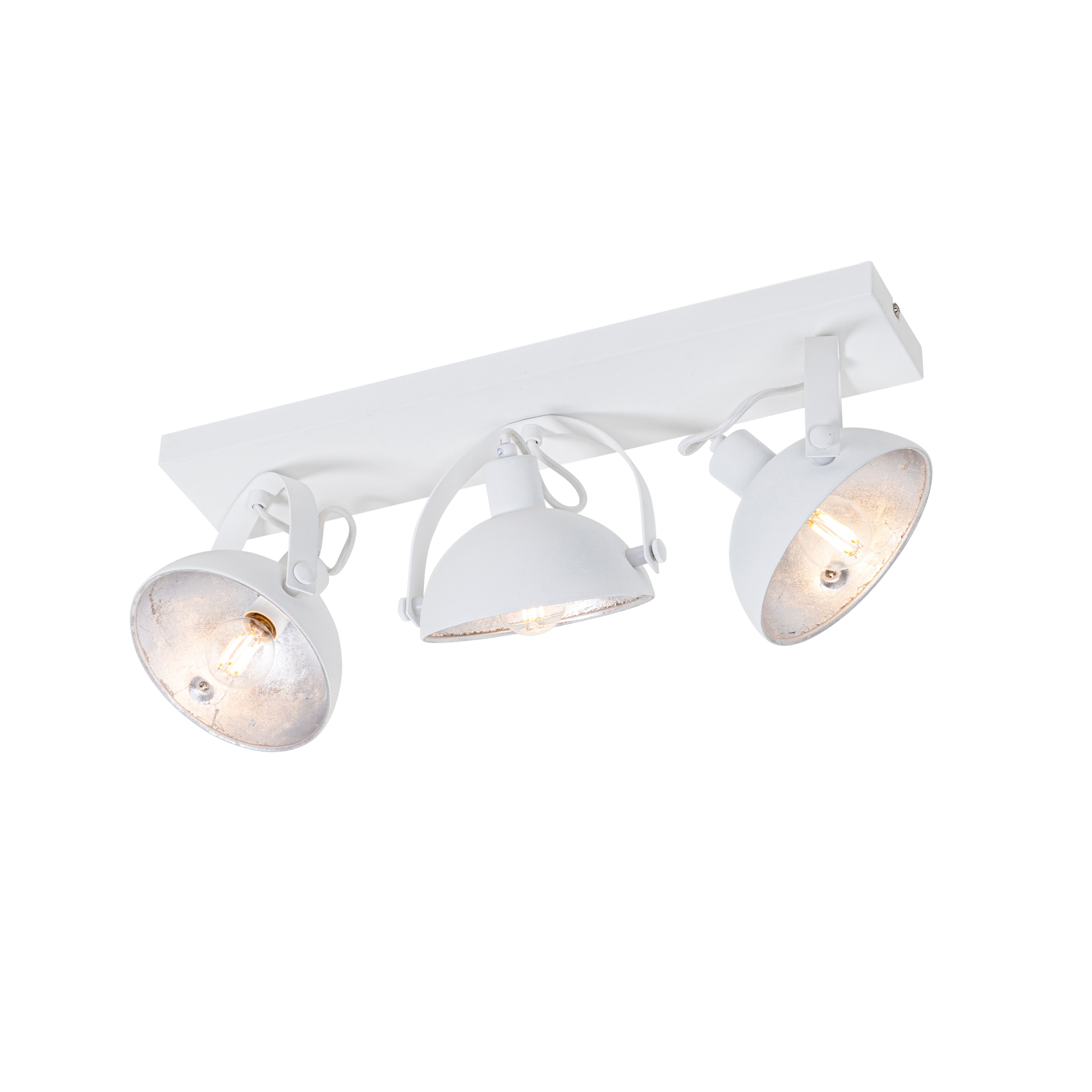 Industriële plafondlamp wit met zilver 3-lichts verstelbaar - Magnax