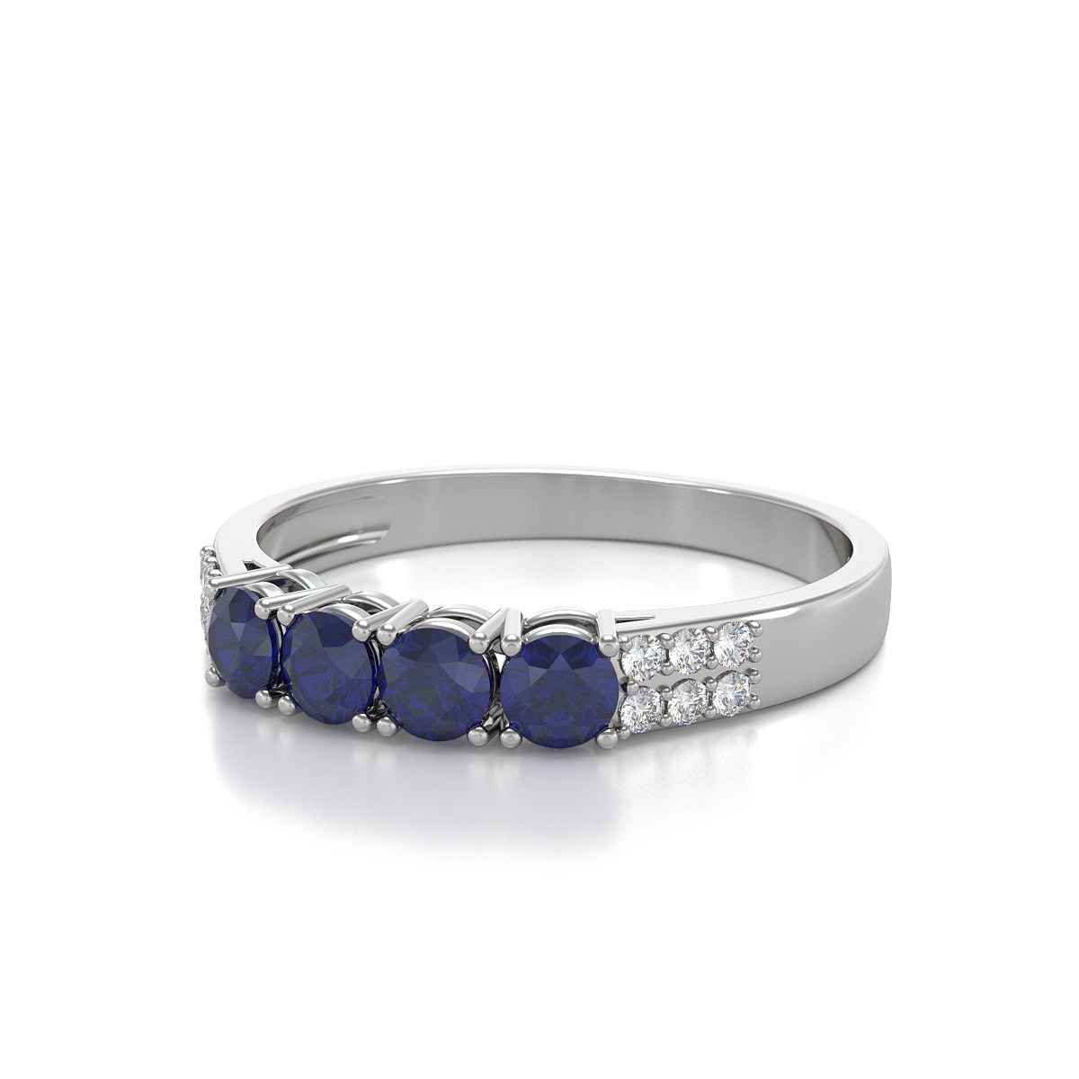 Bague Saphir et diamants sur Argent 925 2.382grs
