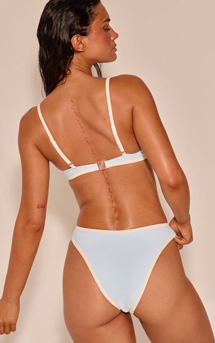 Bleu Layette Haut De Bikini À Armatures Avec Bordure Contrastante