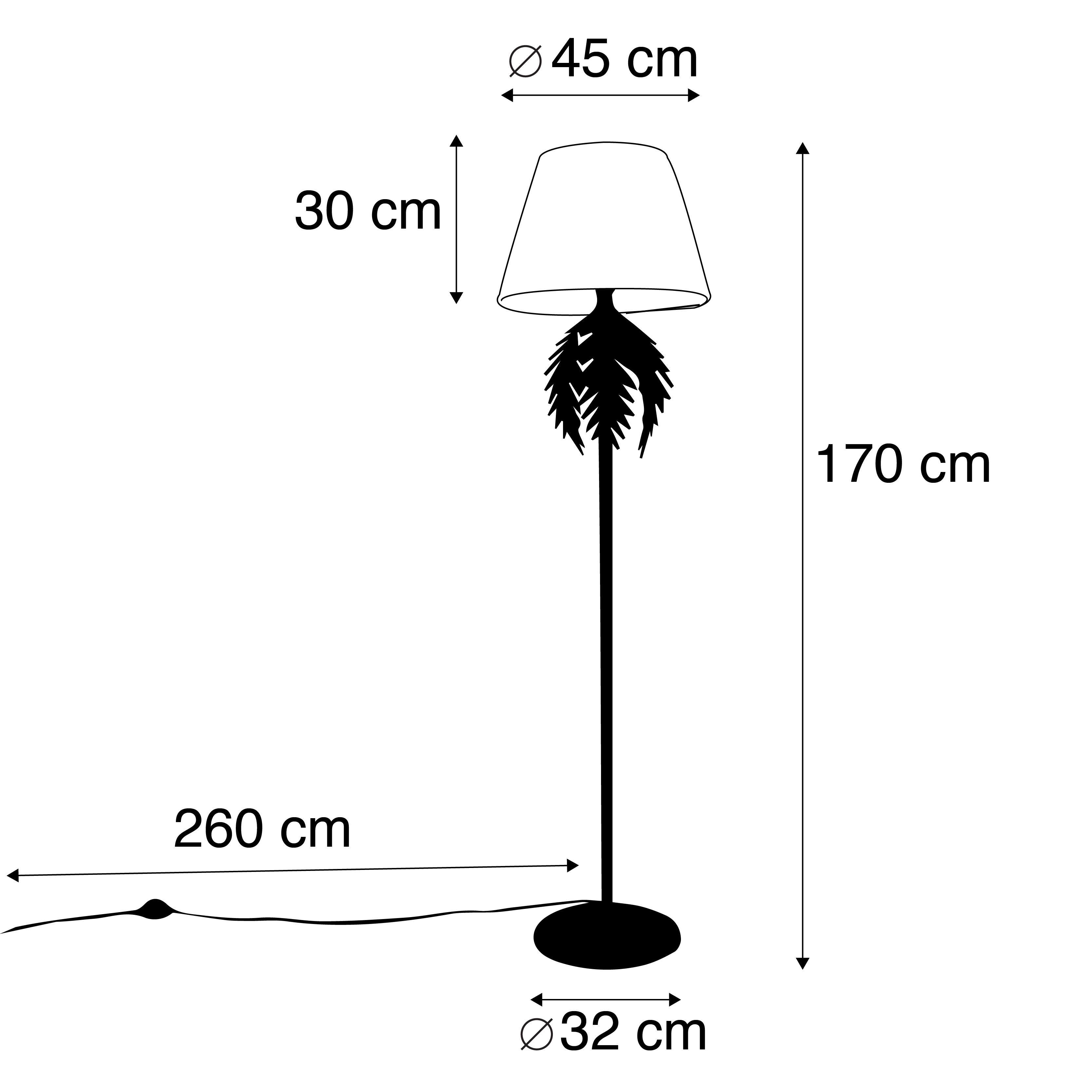 Vloerlamp goud 145 cm met plisse kap wit 45 cm - Botanica