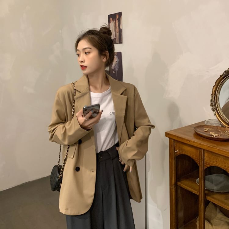 Yako - Oversized dubbelrijs blazer met lange mouwen