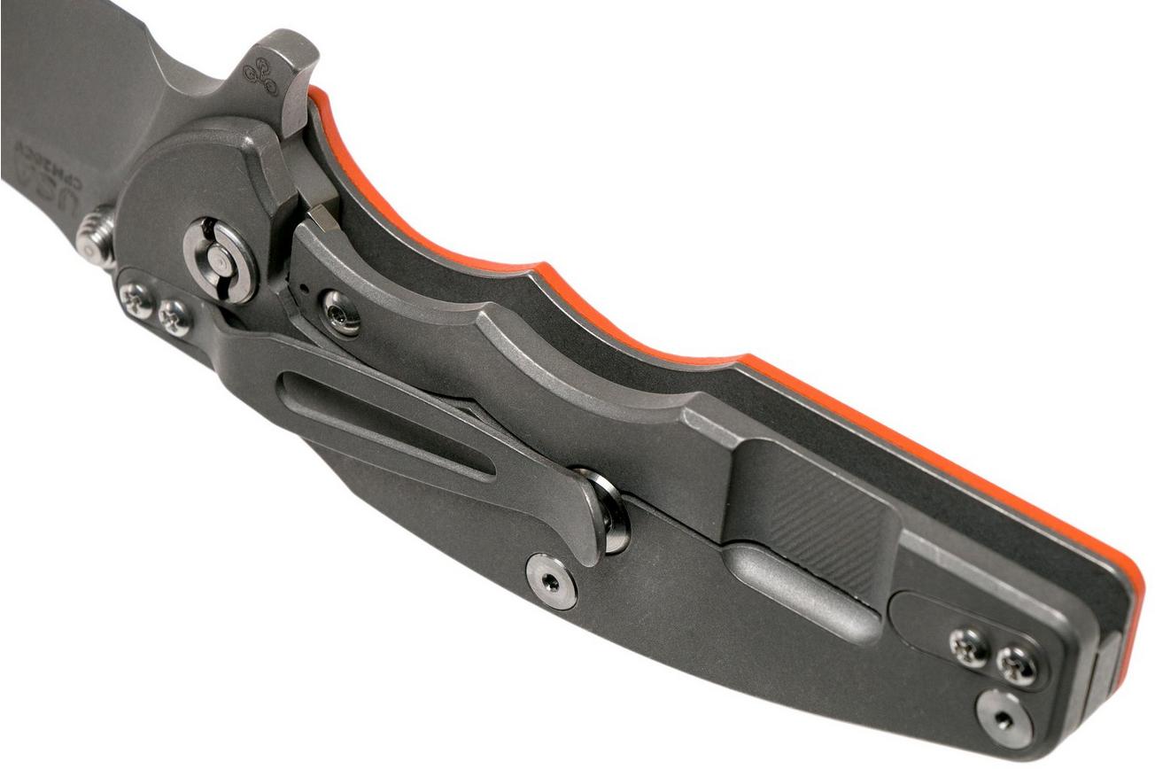 Rick Hinderer Jurassic Slicer Working Finish Orange G10 CPM 20CV zakmes