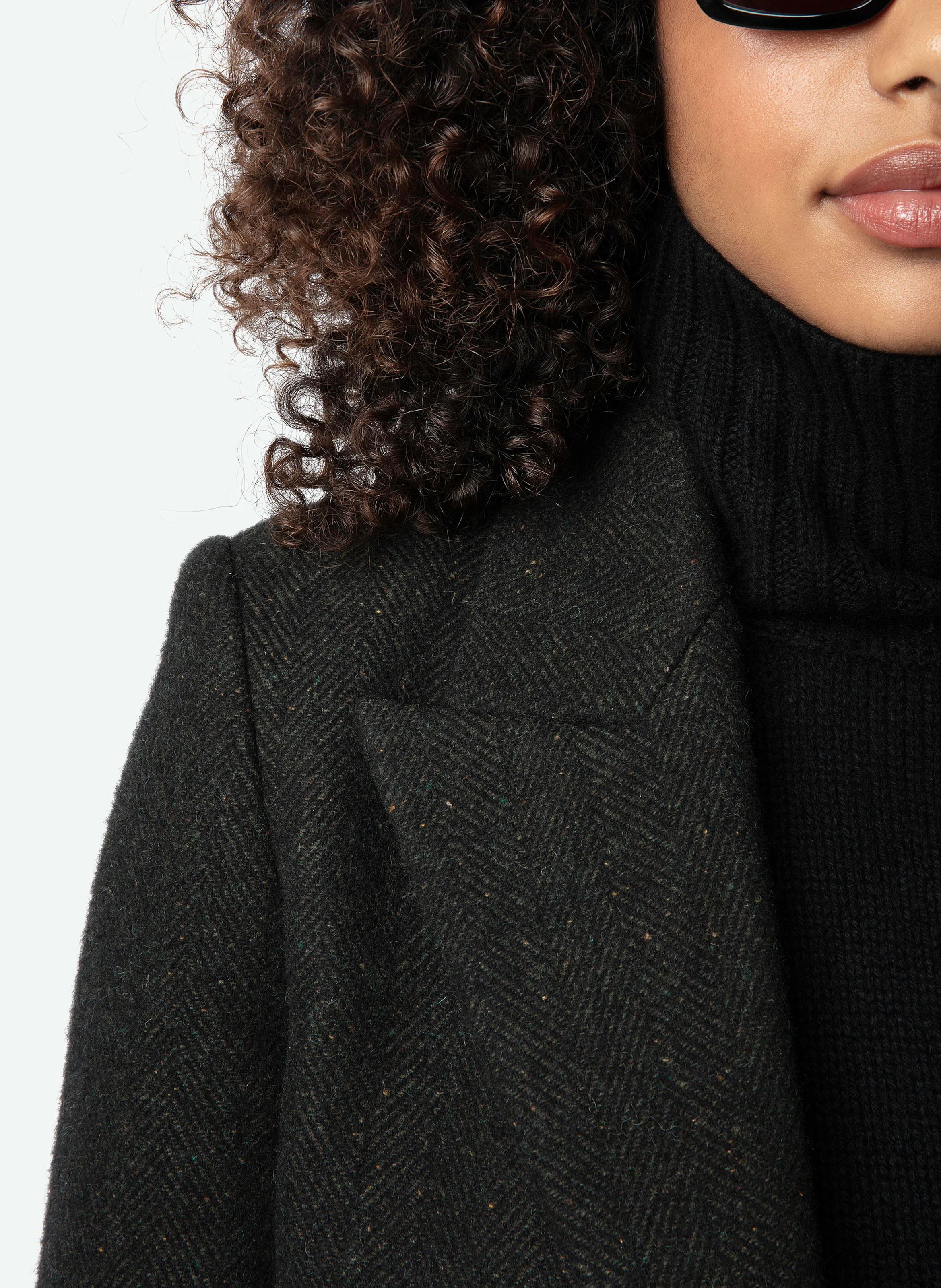 VINGT - Blazer col tailleur droit en laine mélangée | Vert