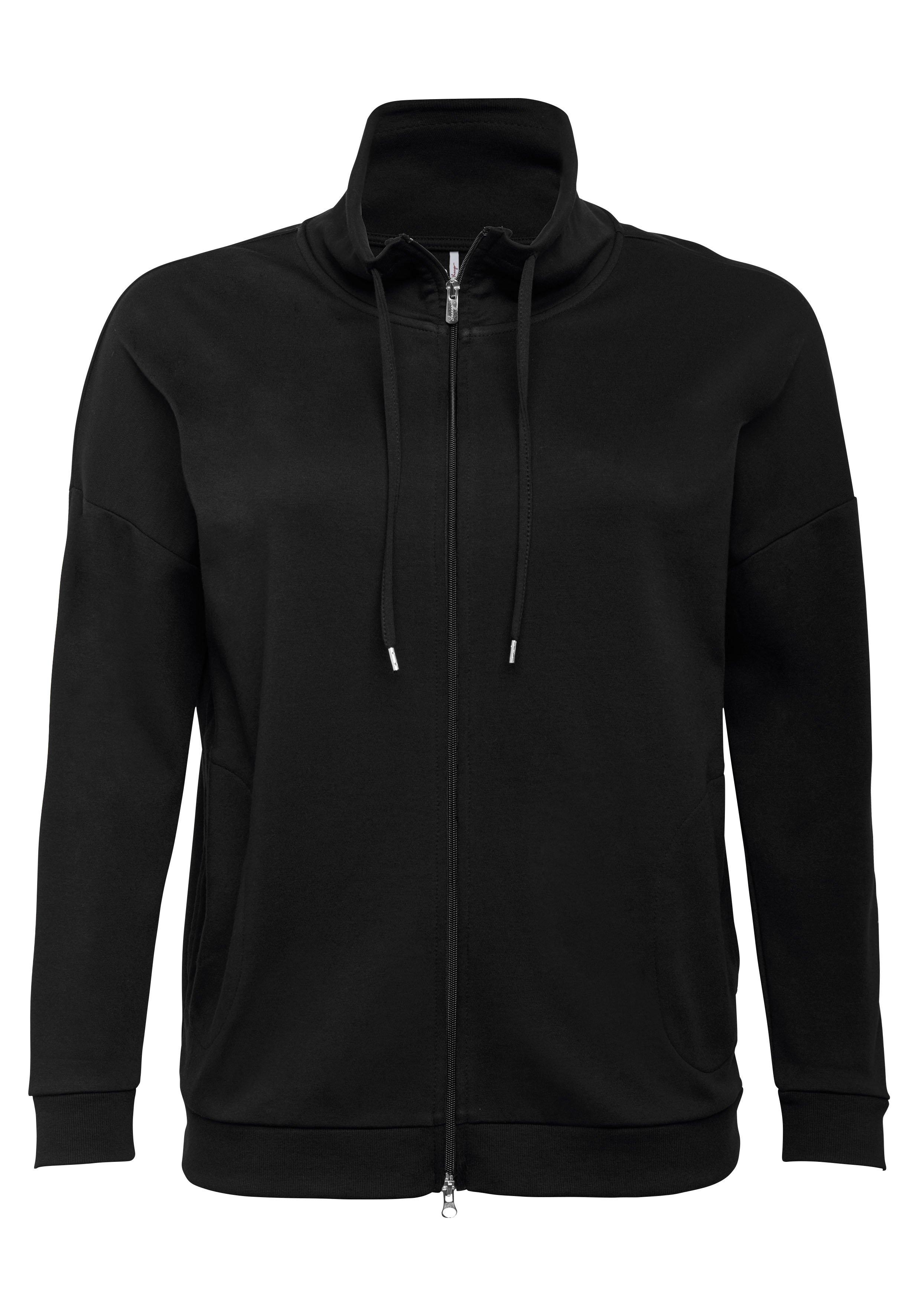 Sweatjacke mit Stehkragen und Bindeband