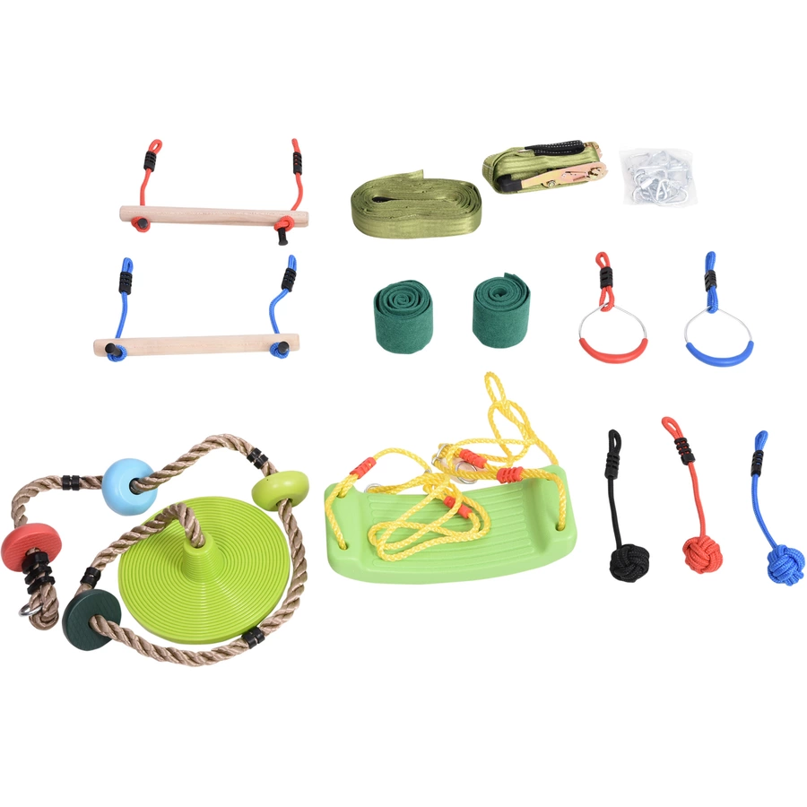 Outsunny Kinder-Kletterset mit viel Zubehör mehrfarbig