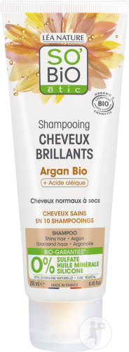 So'Bio Étic Shampoing Cheveux Brillants Argan & Acide Oléique Cheveux Normaux À Secs Bio Tube 250ml