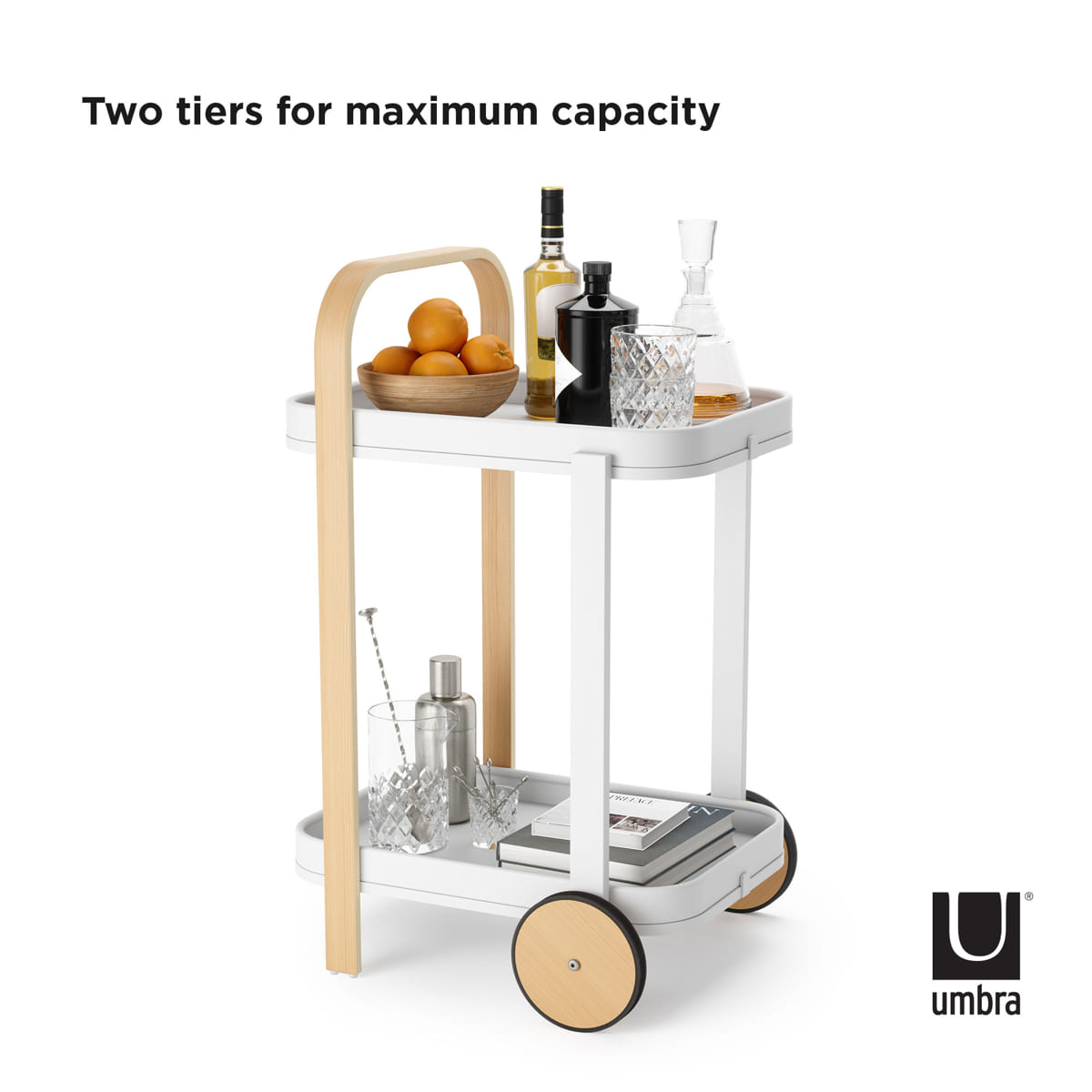 Trolley Bellwood bar en serveerwagen wit/naturel