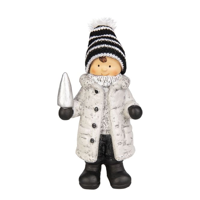 Winterkind - schwarz/silber - ca. 10 x 7,5 x 18 cm - 1 Stück