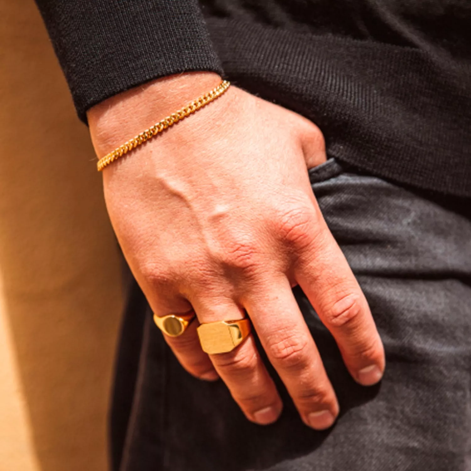 IX Studios Octagon Signet Ring 22 kt. Forgyldt Sølv DMN0290GD
