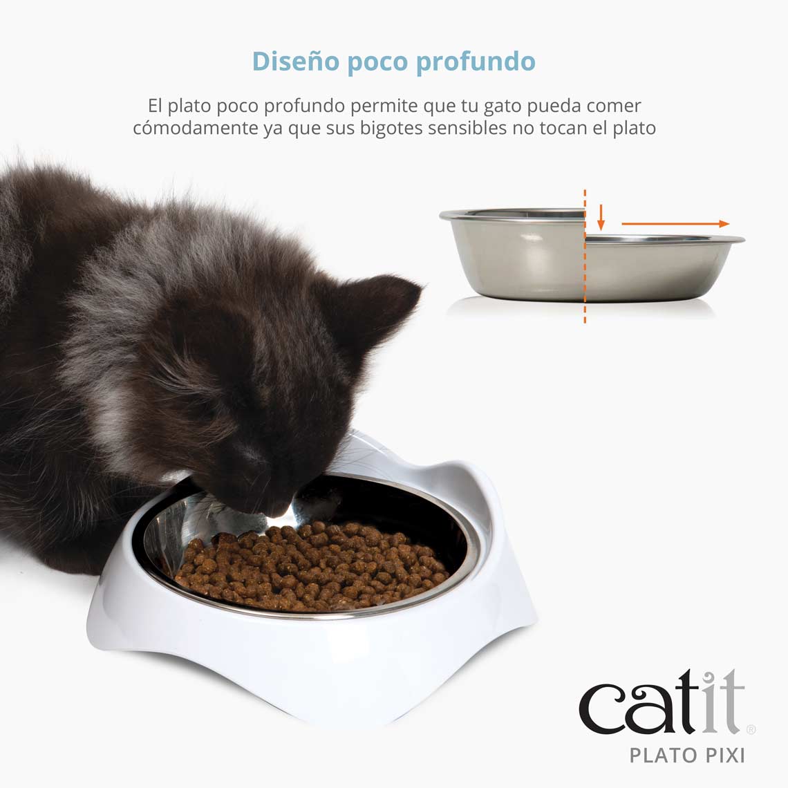Prato raso Catit Pixi com um adorável desenho de felino, unidade