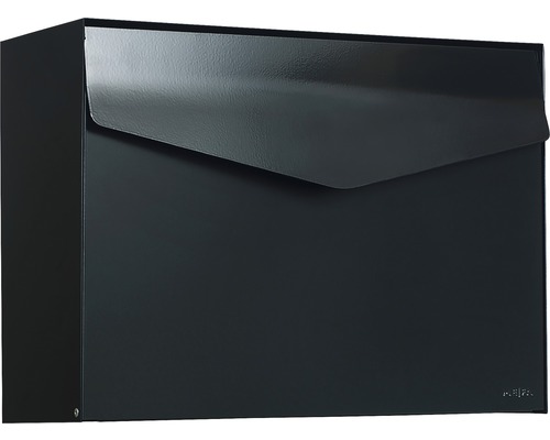MEFA brievenbus, gepoedercoat staal, BxHxD 430x312x178 mm, Letter 111, gitzwart RAL 9005, zijdemat, zonder naamplaatje, met klep