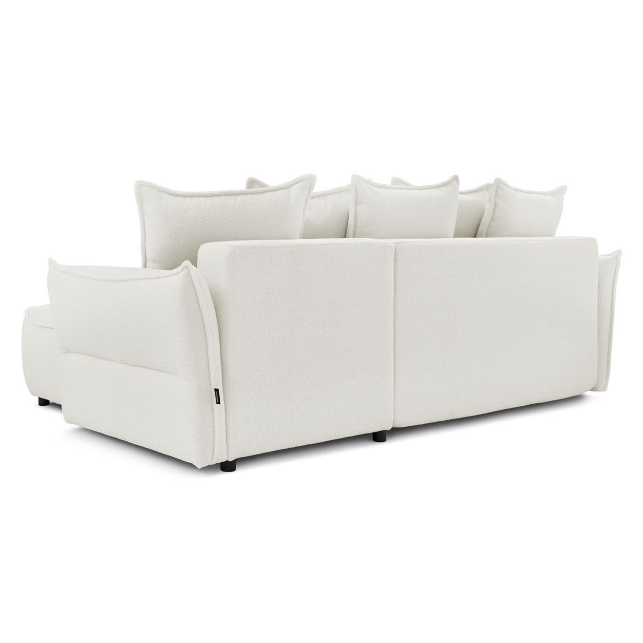 Bobochic Canapé d'angle droit convertible bouclette Léon blanc - 242x158x90 cm